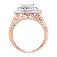 Womens 2 CT. T.W. Natural White Diamond 10K Rose Gold Cushion Halo Bridal Set