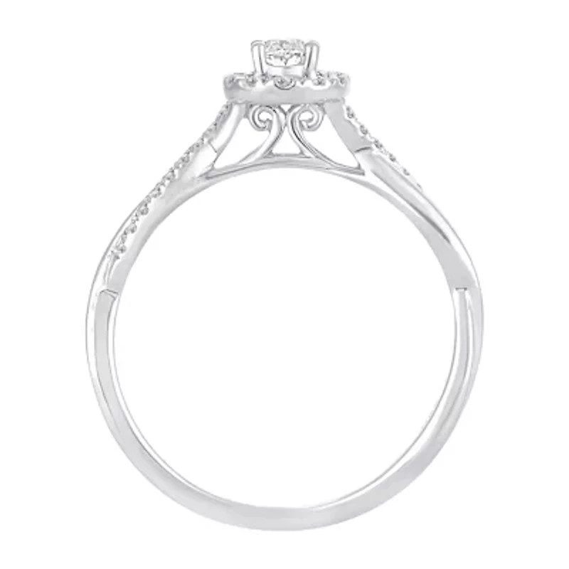 Womens 1/ CT. T.W. Natural White Diamond 10K Gold Oval Engagement Ring