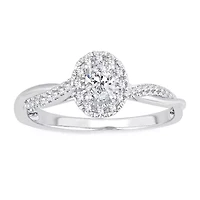 Womens 1/ CT. T.W. Natural White Diamond 10K Gold Oval Engagement Ring
