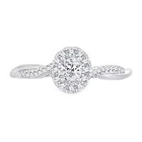 Womens 1/ CT. T.W. Natural White Diamond 10K Gold Oval Engagement Ring