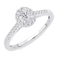 Womens 1/3 CT. T.W. Natural White Diamond 10K Gold Oval Engagement Ring