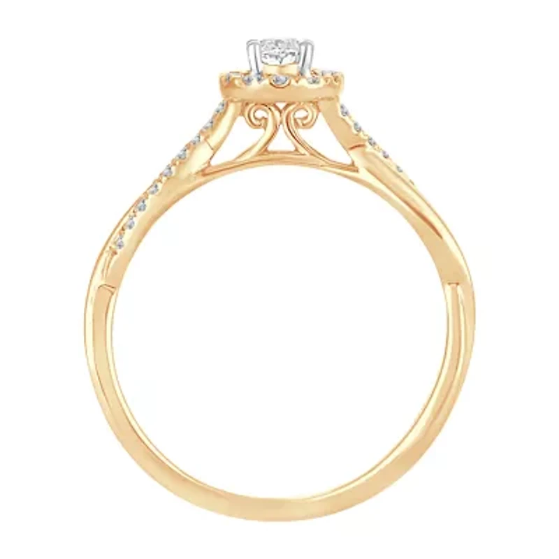 Womens 1/ CT. T.W. Natural White Diamond 10K Gold Oval Engagement Ring