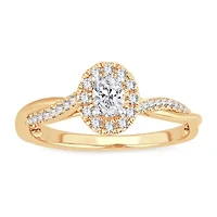 Womens 1/ CT. T.W. Natural White Diamond 10K Gold Oval Engagement Ring