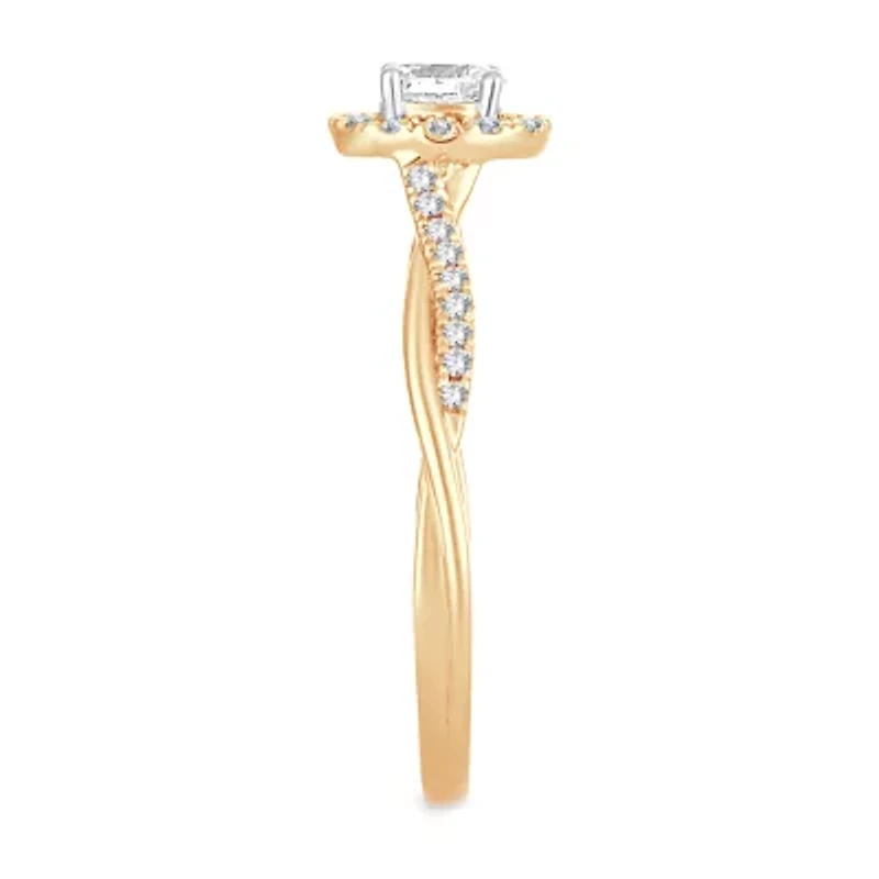 Womens 1/ CT. T.W. Natural White Diamond 10K Gold Oval Engagement Ring
