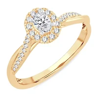 Womens 1/ CT. T.W. Natural White Diamond 10K Gold Oval Engagement Ring