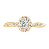 Womens 1/ CT. T.W. Natural White Diamond 10K Gold Oval Engagement Ring