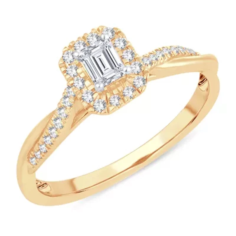 Womens CT. T.W. Natural White Diamond 10K Gold Engagement Ring