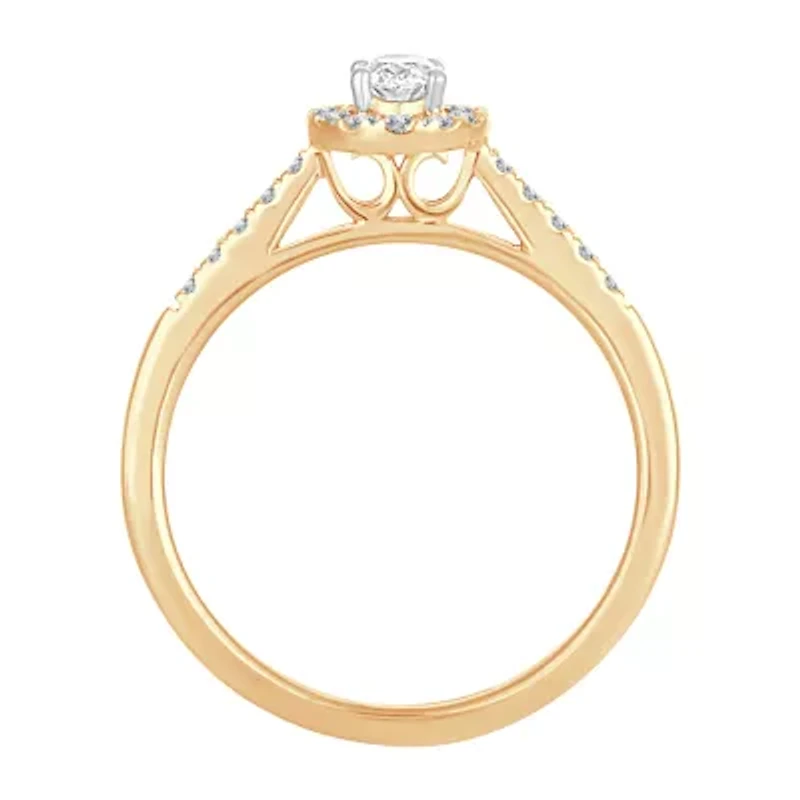 Womens 1/ CT. T.W. Natural White Diamond 10K Gold Oval Engagement Ring