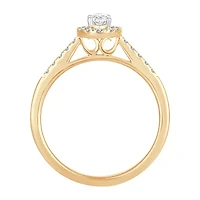 Womens 1/ CT. T.W. Natural White Diamond 10K Gold Oval Engagement Ring