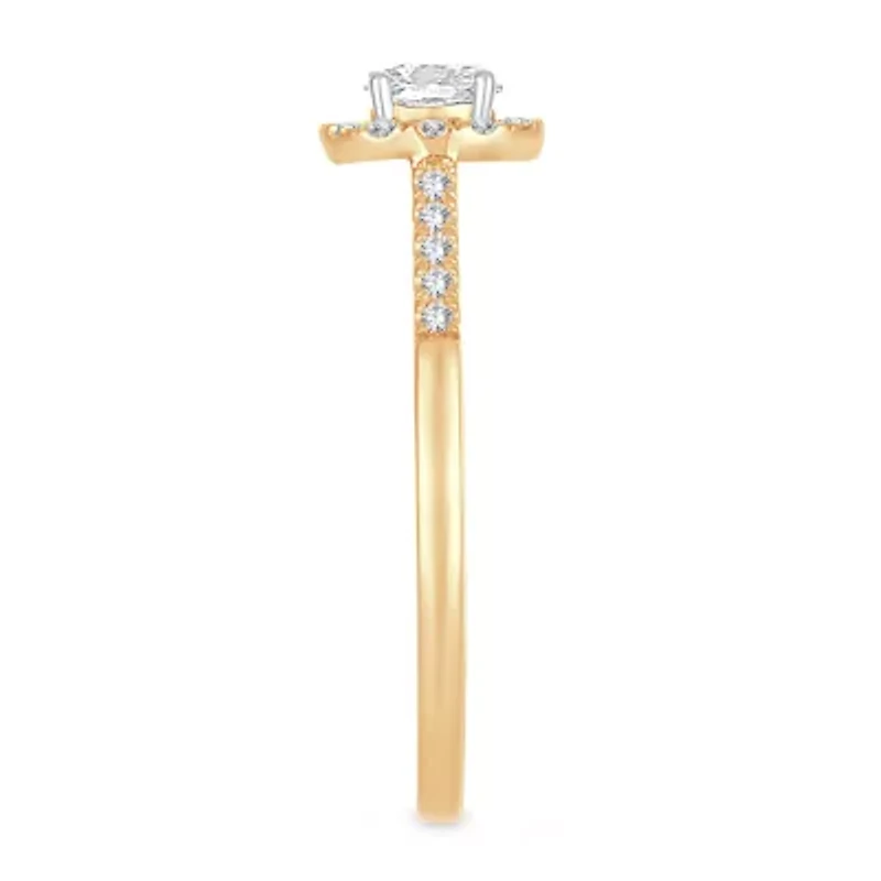 Womens 1/ CT. T.W. Natural White Diamond 10K Gold Oval Engagement Ring