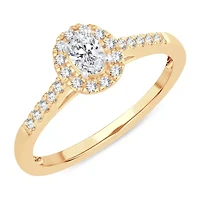 Womens 1/ CT. T.W. Natural White Diamond 10K Gold Oval Engagement Ring