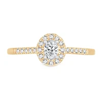 Womens 1/ CT. T.W. Natural White Diamond 10K Gold Oval Engagement Ring