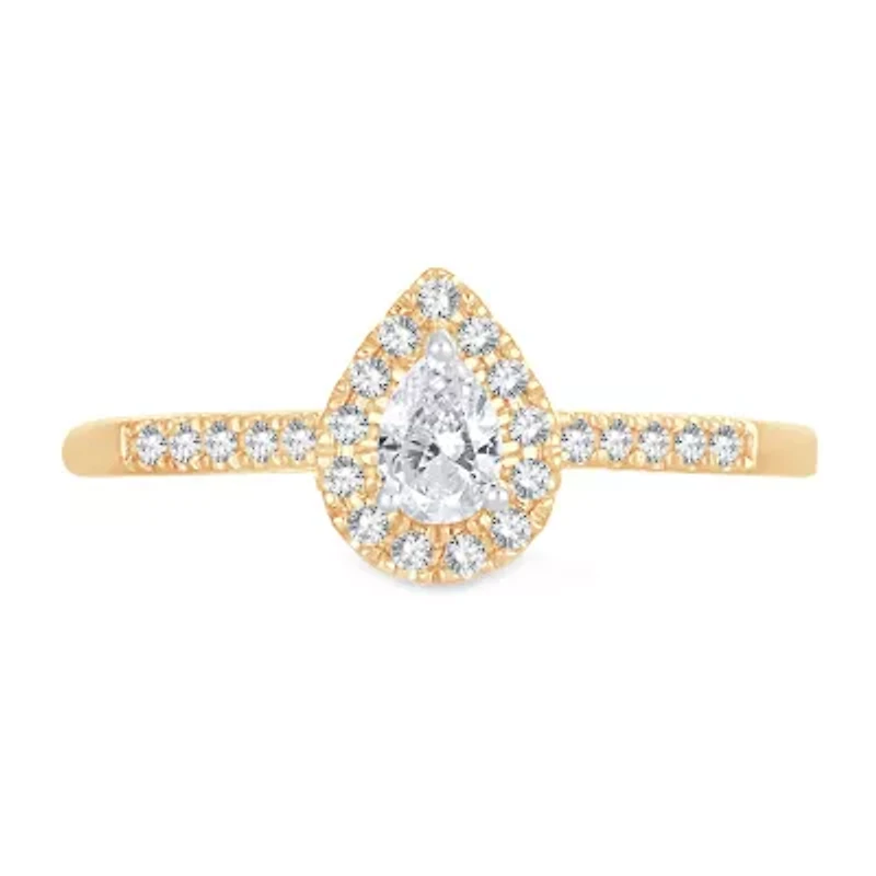 Womens 1/3 CT. T.W. Natural White Diamond 10K Gold Pear Engagement Ring
