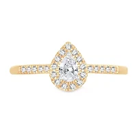 Womens 1/3 CT. T.W. Natural White Diamond 10K Gold Pear Engagement Ring