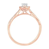 Womens 1/3 CT. T.W. Natural White Diamond 10K Rose Gold Oval Engagement Ring