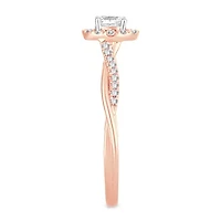 Womens 1/3 CT. T.W. Natural White Diamond 10K Rose Gold Oval Engagement Ring
