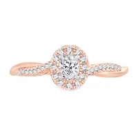 Womens 1/3 CT. T.W. Natural White Diamond 10K Rose Gold Oval Engagement Ring