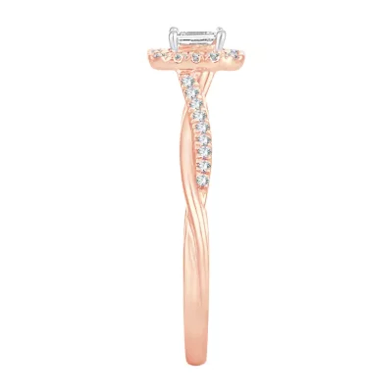 Womens 1/3 CT. T.W. Natural White Diamond 10K Rose Gold Engagement Ring