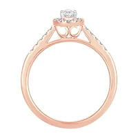 Womens 1/ CT. T.W. Natural White Diamond 10K Gold Oval Engagement Ring