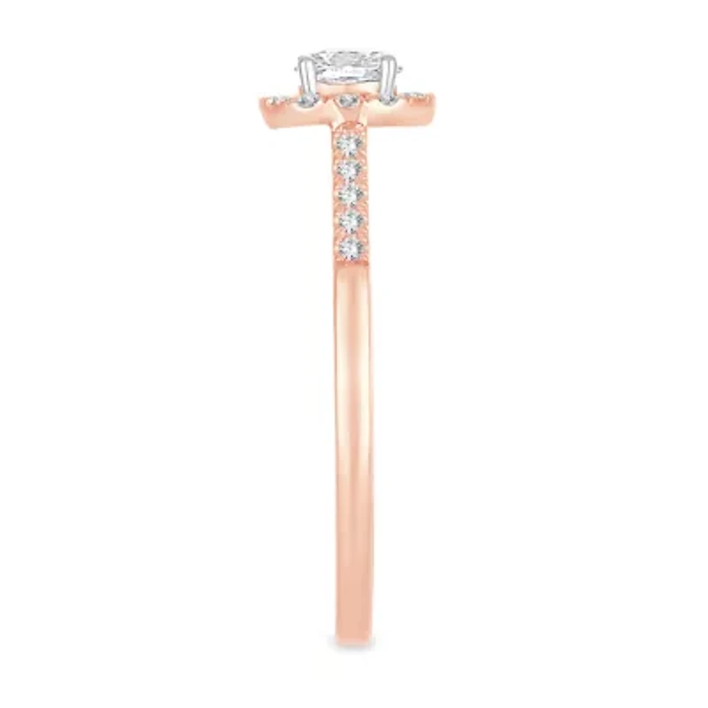 Womens 1/ CT. T.W. Natural White Diamond 10K Gold Oval Engagement Ring