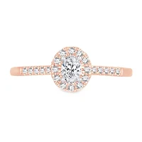 Womens 1/ CT. T.W. Natural White Diamond 10K Gold Oval Engagement Ring