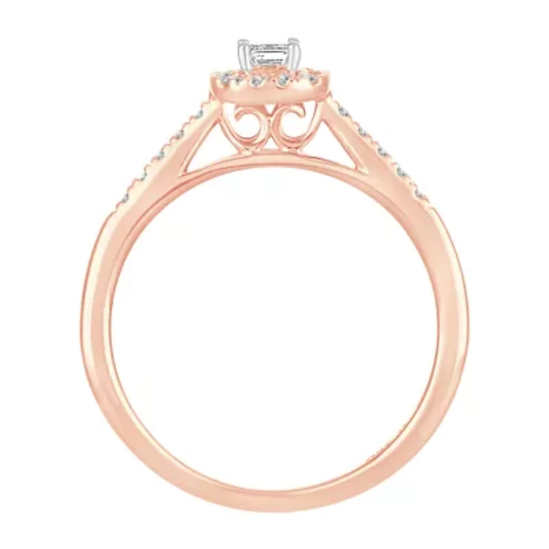 Womens 1/3 CT. T.W. Natural White Diamond 10K Rose Gold Engagement Ring