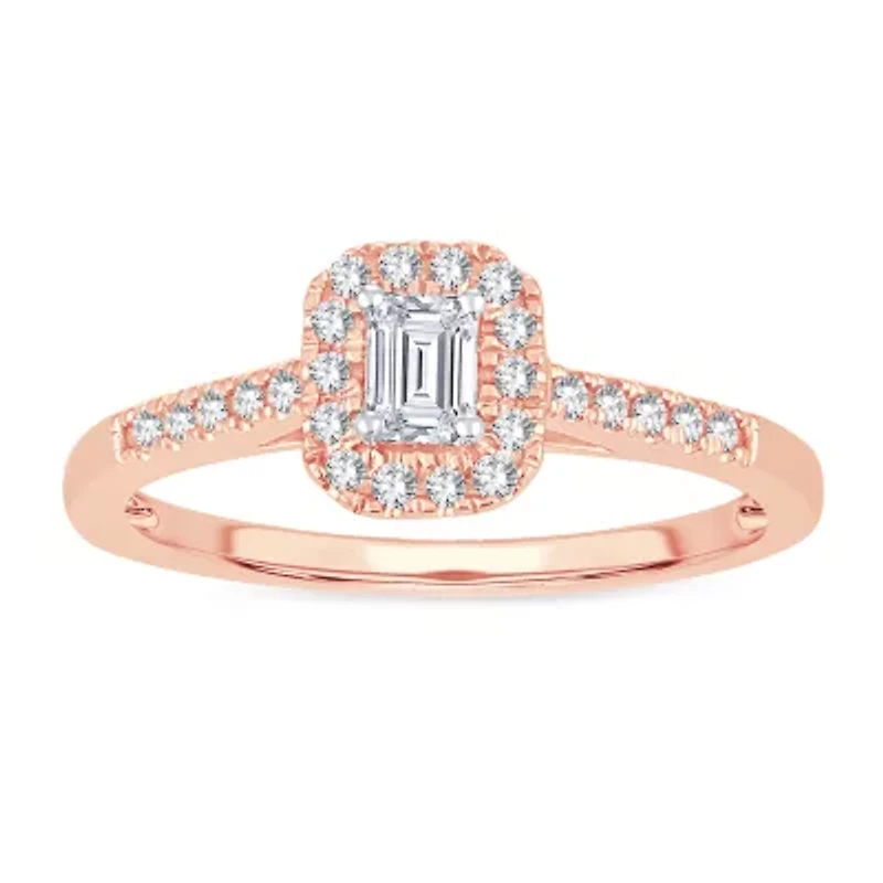 Womens 1/3 CT. T.W. Natural White Diamond 10K Rose Gold Engagement Ring