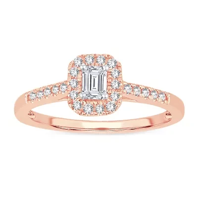 Womens 1/3 CT. T.W. Natural White Diamond 10K Rose Gold Engagement Ring