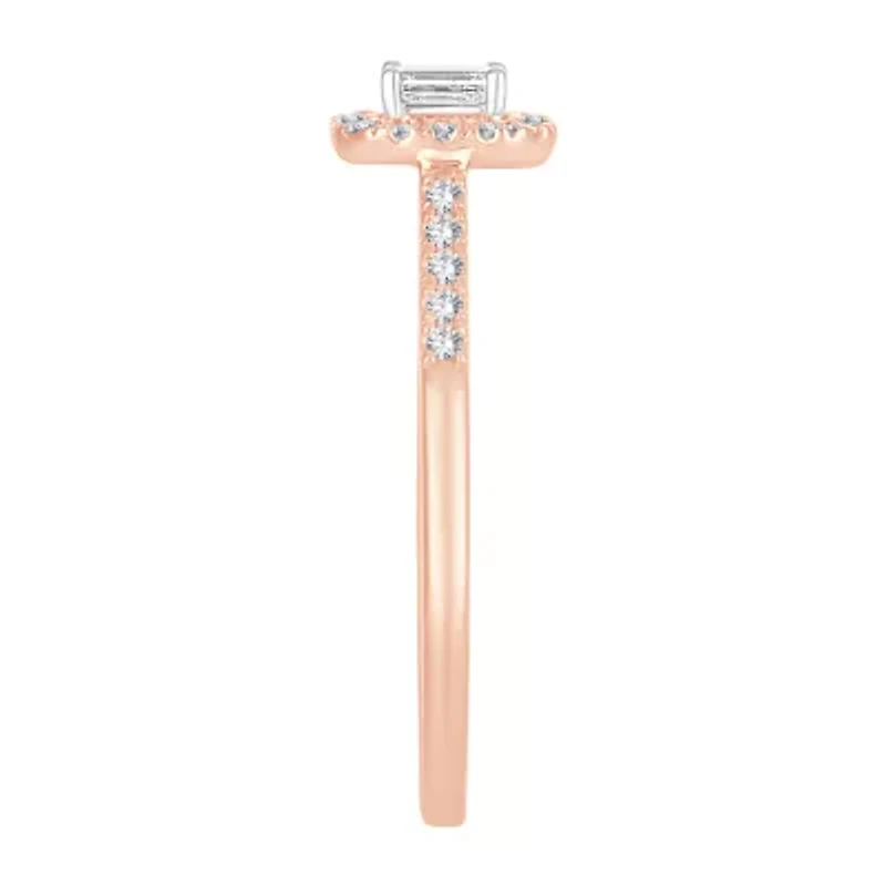 Womens 1/3 CT. T.W. Natural White Diamond 10K Rose Gold Engagement Ring