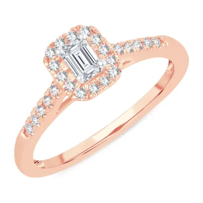 Womens 1/3 CT. T.W. Natural White Diamond 10K Rose Gold Engagement Ring