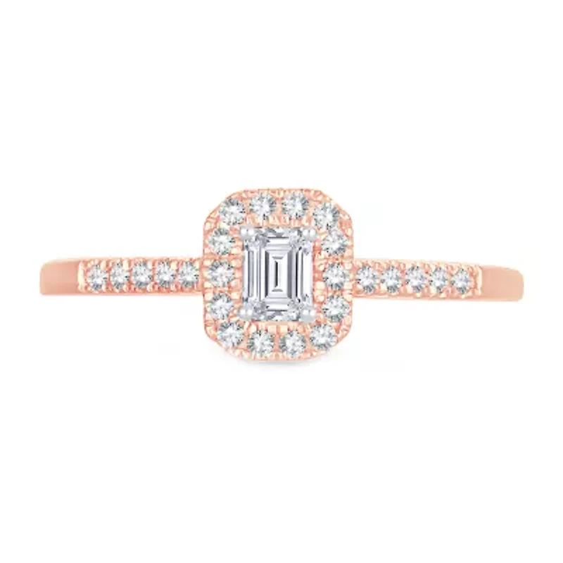 Womens 1/3 CT. T.W. Natural White Diamond 10K Rose Gold Engagement Ring