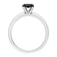 Midnight Black Womens 1/ CT. Natural Diamond 14K White Gold Oval Solitaire Engagement Ring