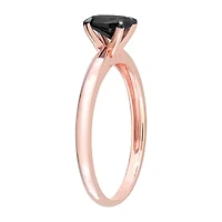 Midnight Black Womens 1/2 CT. Natural Diamond 14K Rose Gold Oval Solitaire Engagement Ring