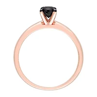 Midnight Black Womens 1/2 CT. Natural Diamond 14K Rose Gold Oval Solitaire Engagement Ring