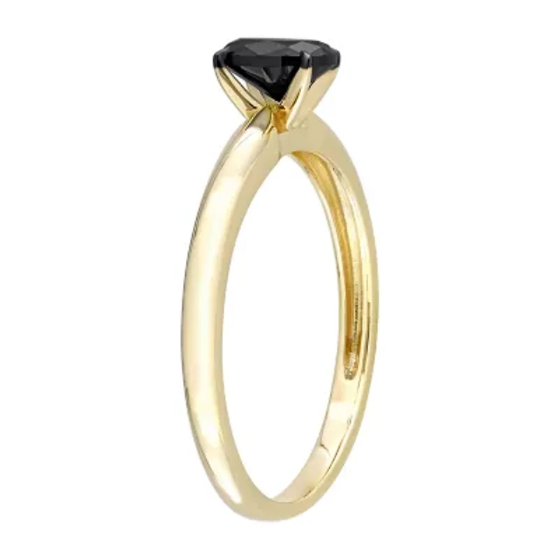 Midnight Black Womens 1/2 CT. Natural Diamond 14K Gold Oval Solitaire Engagement Ring
