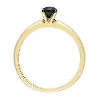 Midnight Black Womens 1/2 CT. Natural Diamond 14K Gold Oval Solitaire Engagement Ring