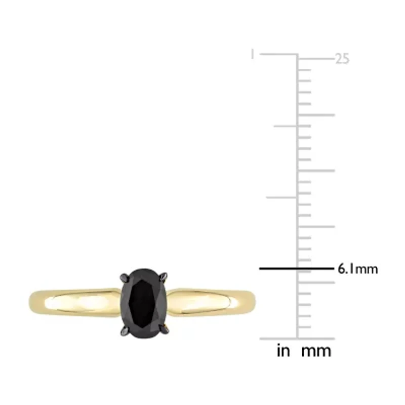 Midnight Black Womens 1/2 CT. Natural Diamond 14K Gold Oval Solitaire Engagement Ring