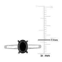 Midnight Black Womens 1 CT. Natural Diamond 14K White Gold Oval Solitaire Engagement Ring