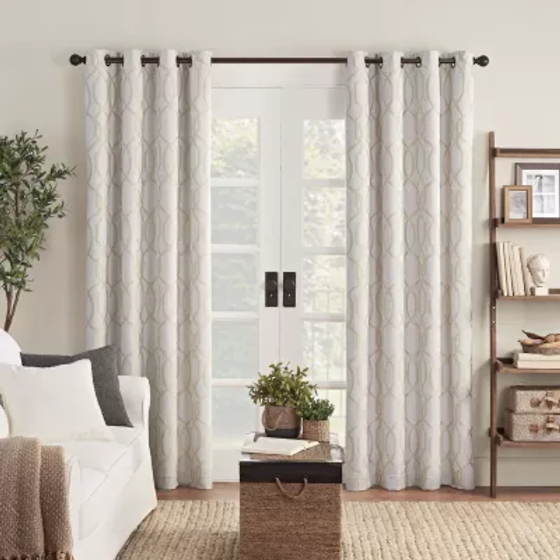 Eclipse Ambiance Lattice Draft Stopper Grommet Top Energy Saving 100% Blackout Single Curtain Panel
