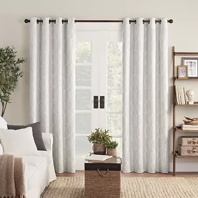 Eclipse Ambiance Lattice Draft Stopper Grommet Top Energy Saving 100% Blackout Single Curtain Panel