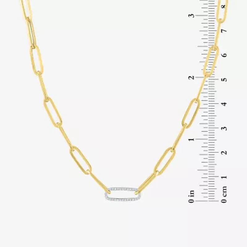 Diamond Addiction (G-H / Si2-I1) Womens 1/10 CT. T.W. Lab Grown White Diamond 10K Gold Paperclip 18 Inch Pendant Necklace