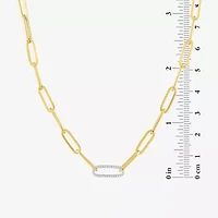 Diamond Addiction (G-H / Si2-I1) Womens 1/10 CT. T.W. Lab Grown White Diamond 10K Gold Paperclip 18 Inch Pendant Necklace