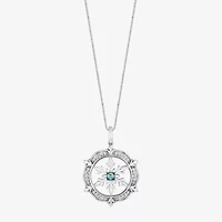 Enchanted Disney Fine Jewelry Womens 1/6 CT. T.W. Genuine White Quartz Sterling Silver Snowflake 18 Inch Pendant Necklace