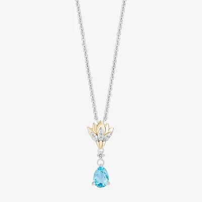 Enchanted Disney Fine Jewelry Womens Diamond Accent Genuine Blue Topaz 14K Gold Over Silver 18 Inch Pendant Necklace
