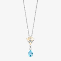 Enchanted Disney Fine Jewelry Womens Diamond Accent Genuine Blue Topaz 14K Gold Over Silver 18 Inch Pendant Necklace