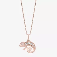Enchanted Disney Fine Jewelry Womens 1/6 CT. T.W. Natural White Diamond 14K Rose Gold Over Silver 18 Inch Pendant Necklace