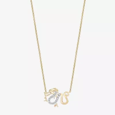 Enchanted Disney Fine Jewelry Womens Diamond Accent Natural White Diamond 14K Gold Over Silver 17 Inch Pendant Necklace