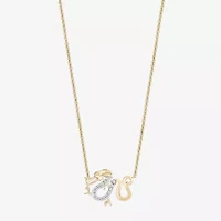 Enchanted Disney Fine Jewelry Womens Diamond Accent Natural White Diamond 14K Gold Over Silver 17 Inch Pendant Necklace