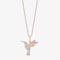 Enchanted Disney Fine Jewelry Hummingbird Womens Diamond Accent Natural White Diamond 14K Rose Gold Over Silver 18 Inch Pendant Necklace