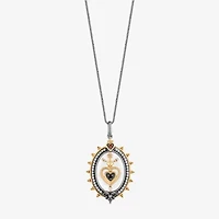Enchanted Disney Fine Jewelry Villains Womens 1/8 CT. T.W. Genuine White Quartz 14K Two Tone Gold Over Silver Heart Oval 18 Inch Pendant Necklace